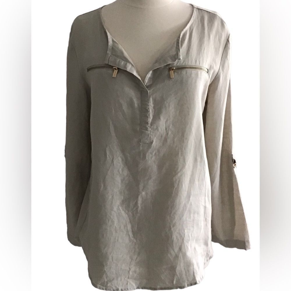 Ellen Tracy 100% Linen Tunic Top